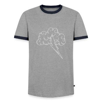 Lightning thunder thunderstorm electricity energy gift idea - Men's Ringer Shirt - grey/navy  - Front - AI Model Female 172 light (172cm) & AI Model Male 178 light (178cm)