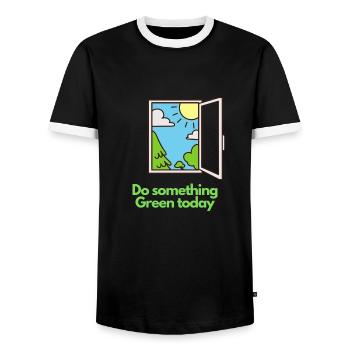 Do something Green today! - Men's Ringer Shirt - black/white - Front - AI Model Female 172 light (172cm) & AI Model Male 178 light (178cm)
