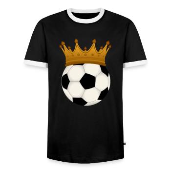 Fußball mit Krone – Fußball der König des Sports - Männer Kontrast-T-Shirt - Schwarz/Weiß - Vorne - AI Model Female 172 light (172cm) & AI Model Male 178 light (178cm)