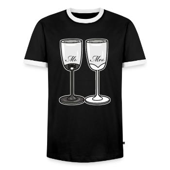 Verres de mariage - T-shirt contrasté Homme - noir/blanc - Devant - AI Model Female 172 light (172cm) & AI Model Male 178 light (178cm)