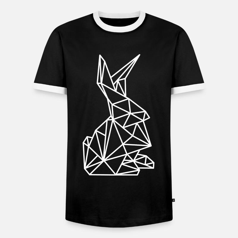 Rabbit Geometry Lines - Men's Ringer Shirt - black/white