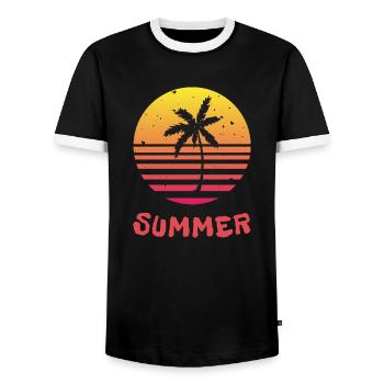 Palmen bei Sonnenuntergang - Männer Kontrast-T-Shirt - Schwarz/Weiß - Vorne - AI Model Female 172 light (172cm) & AI Model Male 178 light (178cm)
