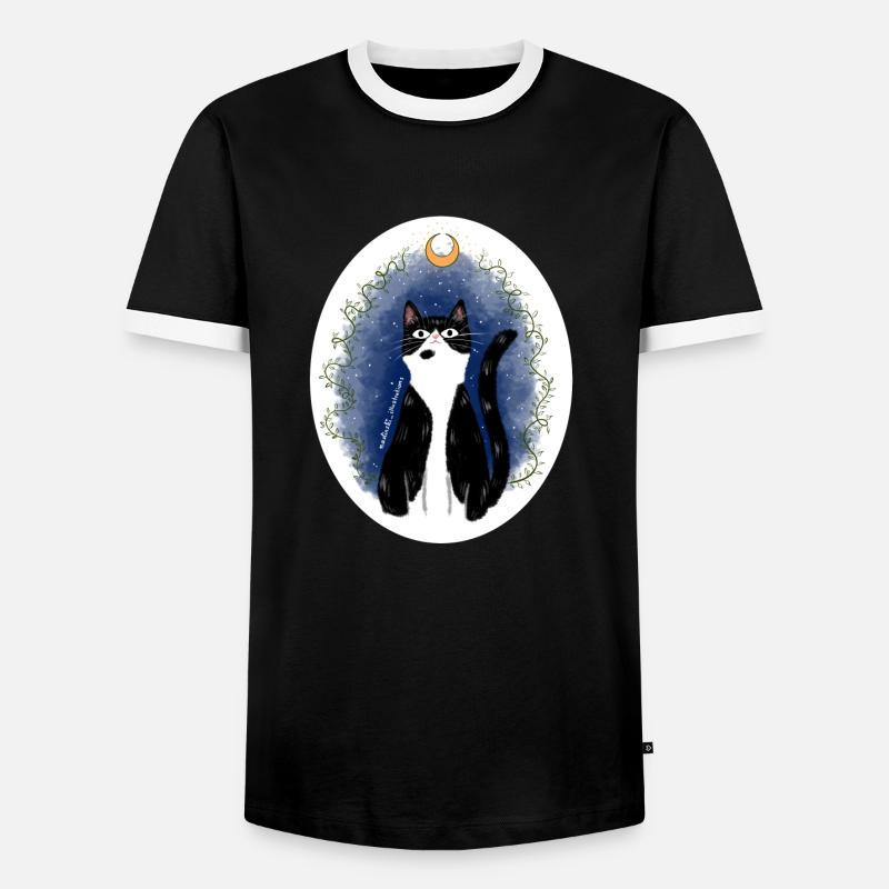 Magic Cat - Männer Kontrast-T-Shirt - Schwarz/Weiß