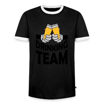Boire du pain grillé au verre de bière de l’équipe - T-shirt contrasté Homme - noir/blanc - Devant - AI Model Female 172 light (172cm) & AI Model Male 178 light (178cm)