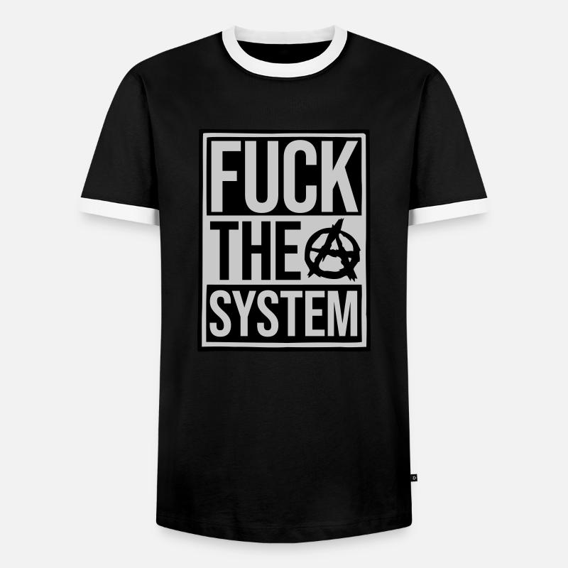 Bouclier baise le système - T-shirt contrasté Homme - noir/blanc