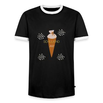 Schlicht Schulkind 2022 Einschulung T Shirt - Männer Kontrast-T-Shirt - Schwarz/Weiß - Vorne - AI Model Female 172 light (172cm) & AI Model Male 178 light (178cm)