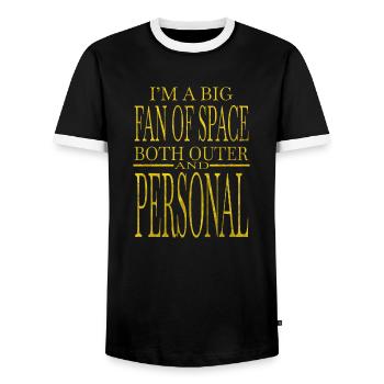 bday joke funny sayings astronomy tshirt - Men's Ringer Shirt - black/white - Front - AI Model Female 172 light (172cm) & AI Model Male 178 light (178cm)
