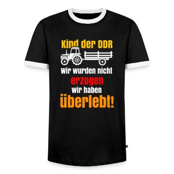 DDR Spruch mit Traktor - Männer Kontrast-T-Shirt - Schwarz/Weiß - Vorne - AI Model Female 172 light (172cm) & AI Model Male 178 light (178cm)