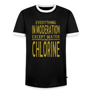 Humour Happy Tshirts piscine intérieure Équipe de natation - T-shirt contrasté Homme - noir/blanc - Devant - AI Model Female 172 light (172cm) & AI Model Male 178 light (178cm)