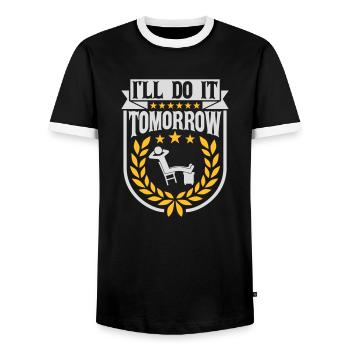 Citation de Do It Tomorrow - T-shirt contrasté Homme - noir/blanc - Devant - AI Model Female 172 light (172cm) & AI Model Male 178 light (178cm)