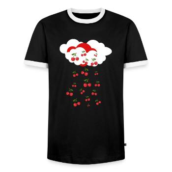 Cherry rain - Men's Ringer Shirt - black/white - Front - AI Model Female 172 light (172cm) & AI Model Male 178 light (178cm)