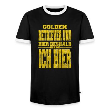 tier lustiger spruch brauen bachhund bier - Männer Kontrast-T-Shirt - Schwarz/Weiß - Vorne - AI Model Female 172 light (172cm) & AI Model Male 178 light (178cm)