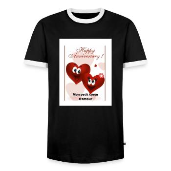 Bon anniversaire mon coeur - T-shirt contrasté Homme - noir/blanc - Devant - AI Model Female 172 light (172cm) & AI Model Male 178 light (178cm)