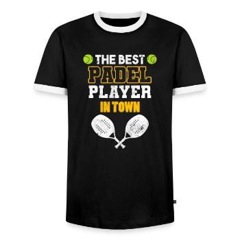 Padel Paddle Raquette Tennis Sport I Cadeau - T-shirt contrasté Homme - noir/blanc - Devant - AI Model Female 172 light (172cm) & AI Model Male 178 light (178cm)