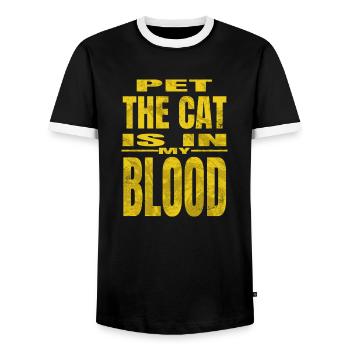 Cat Face Hoodies and Sweatshirts Geek Big Cat - Men's Ringer Shirt - black/white - Front - AI Model Female 172 light (172cm) & AI Model Male 178 light (178cm)