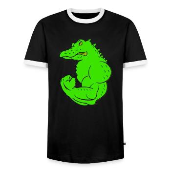 strong crocodile - Männer Kontrast-T-Shirt - Schwarz/Weiß - Vorne - AI Model Female 172 light (172cm) & AI Model Male 178 light (178cm)