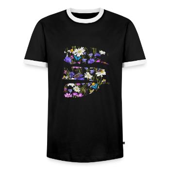 Fleurs printanières - Réveil printanier - T-shirt contrasté Homme - noir/blanc - Devant - AI Model Female 172 light (172cm) & AI Model Male 178 light (178cm)