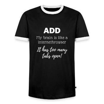 ADD - Mon cerveau est comme un navigateur Internet - T-shirt contrasté Homme - noir/blanc - Devant - AI Model Female 172 light (172cm) & AI Model Male 178 light (178cm)