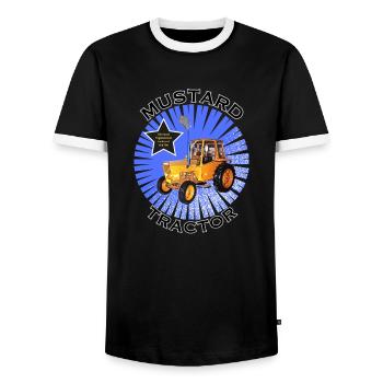 The Mustard Tractor - Men's Ringer Shirt - black/white - Front - AI Model Female 172 light (172cm) & AI Model Male 178 light (178cm)
