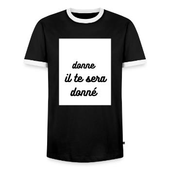 Attitude positif - T-shirt contrasté Homme - noir/blanc - Devant - AI Model Female 172 light (172cm) & AI Model Male 178 light (178cm)