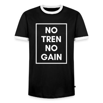 No Tren No Gain - Männer Kontrast-T-Shirt - Schwarz/Weiß - Vorne - AI Model Female 172 light (172cm) & AI Model Male 178 light (178cm)