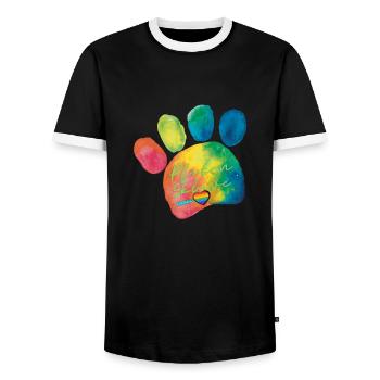 Pfoten Sklave von Herzen - lustiges Statement - Männer Kontrast-T-Shirt - Schwarz/Weiß - Vorne - AI Model Female 172 light (172cm) & AI Model Male 178 light (178cm)