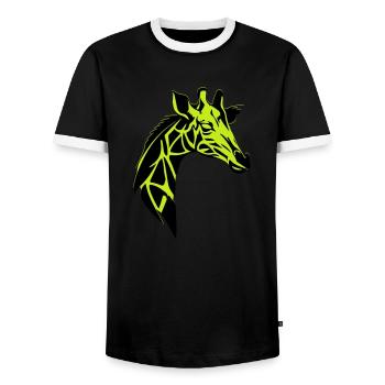 giraffe - Men's Ringer Shirt - black/white - Front - AI Model Female 172 light (172cm) & AI Model Male 178 light (178cm)