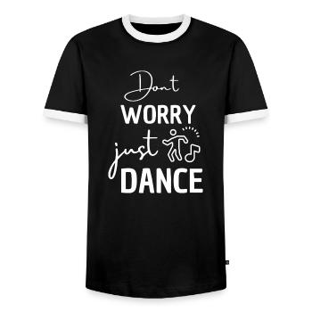 Dónt worry, just dance. Dancing saying for dancers. - Men's Ringer Shirt - black/white - Front - AI Model Female 172 light (172cm) & AI Model Male 178 light (178cm)