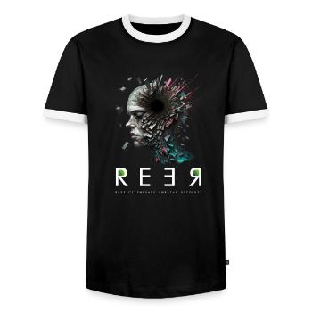 RESPEKT, UMARMUNG, EMPATHIE, WIEDERHERSTELLUNG - Psychische Gesundheit - Männer Kontrast-T-Shirt - Schwarz/Weiß - Vorne - AI Model Female 172 light (172cm) & AI Model Male 178 light (178cm)