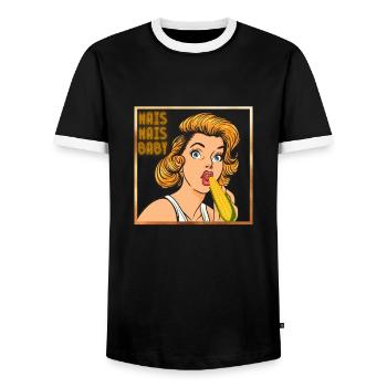 Mais Mais Baby - Männer Kontrast-T-Shirt - Schwarz/Weiß - Vorne - AI Model Female 172 light (172cm) & AI Model Male 178 light (178cm)