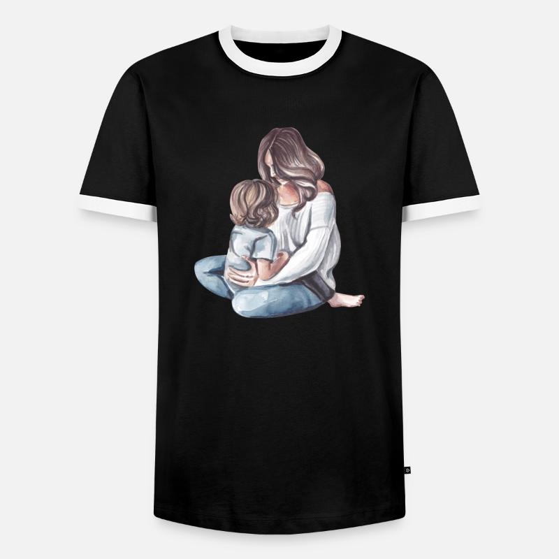Mutter und Kind - Männer Kontrast-T-Shirt - Schwarz/Weiß