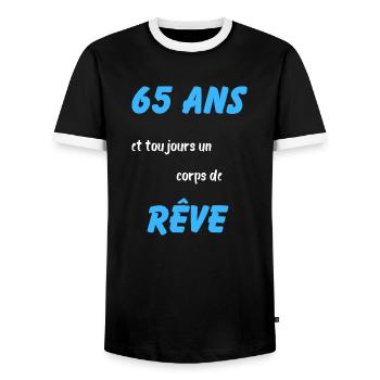 65 ans et toujours un corps de rêve - T-shirt contrasté Homme - noir/blanc - Devant - AI Model Female 172 light (172cm) & AI Model Male 178 light (178cm)