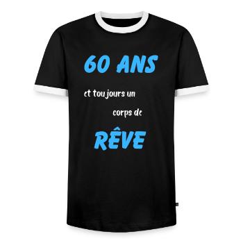 60 ans et toujours un corps de rêve - T-shirt contrasté Homme - noir/blanc - Devant - AI Model Female 172 light (172cm) & AI Model Male 178 light (178cm)