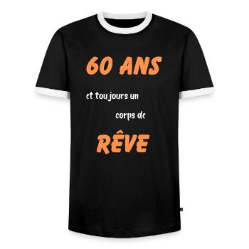 60 ans et toujours un corps de rêve - T-shirt contrasté Homme - noir/blanc - Devant - AI Model Female 172 light (172cm) & AI Model Male 178 light (178cm)