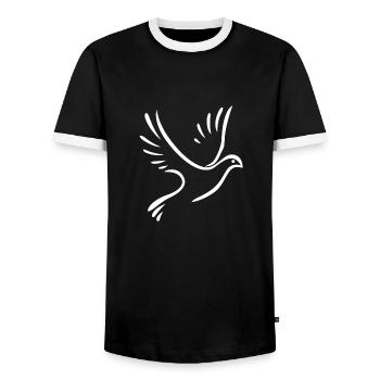Dove of Peace white - Men's Ringer Shirt - black/white - Front - AI Model Female 172 light (172cm) & AI Model Male 178 light (178cm)