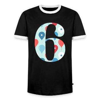 6e anniversaire ballon - T-shirt contrasté Homme - noir/blanc - Devant - AI Model Female 172 light (172cm) & AI Model Male 178 light (178cm)