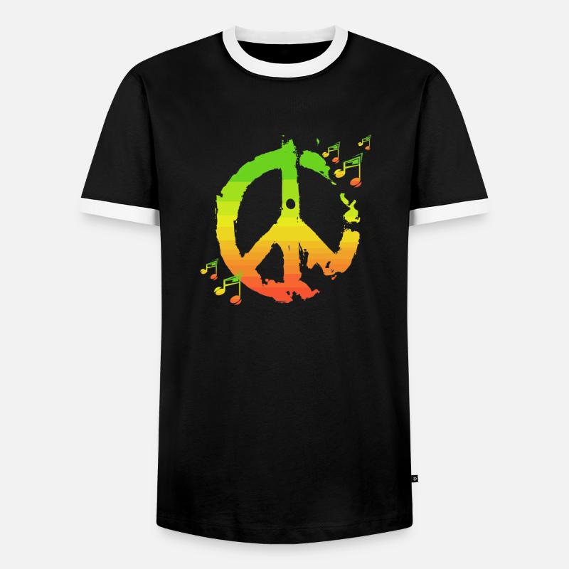 Reggae-Frieden - Männer Kontrast-T-Shirt - Schwarz/Weiß