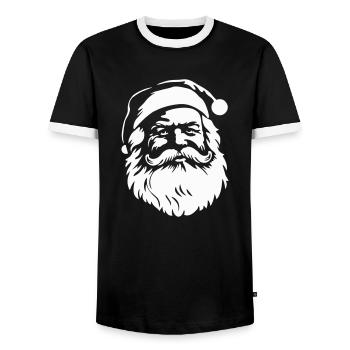 Merry Saint Nick,Santa Claus - Men's Ringer Shirt - black/white - Front - AI Model Female 172 light (172cm) & AI Model Male 178 light (178cm)