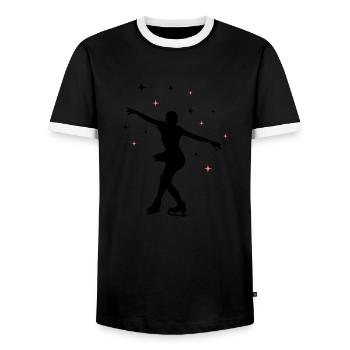 Patineur sur glace Patinage sur glace 02 - T-shirt contrasté Homme - noir/blanc - Devant - AI Model Female 172 light (172cm) & AI Model Male 178 light (178cm)