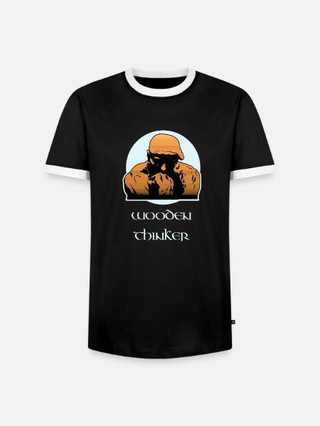 Hölzerner Denker - Männer Kontrast-T-Shirt - Schwarz/Weiß