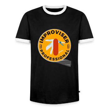 Improviser Professional - Men's Ringer Shirt - black/white - Front - AI Model Female 172 light (172cm) & AI Model Male 178 light (178cm)