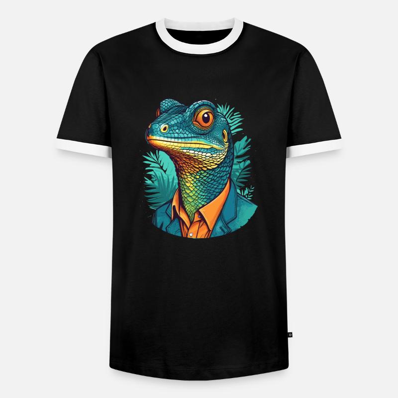 Monitor Lizard - Men's Ringer Shirt - black/white