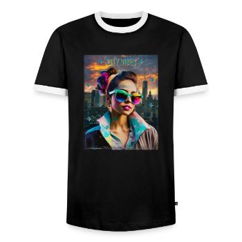 City Vibes - Männer Kontrast-T-Shirt - Schwarz/Weiß - Vorne - AI Model Female 172 light (172cm) & AI Model Male 178 light (178cm)