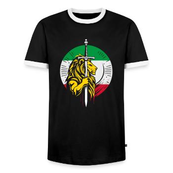 Shir o Khorshid - Persisches Design (Iran) - Männer Kontrast-T-Shirt - Schwarz/Weiß - Vorne - AI Model Female 172 light (172cm) & AI Model Male 178 light (178cm)