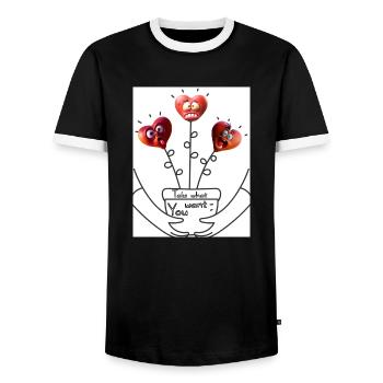 Nimm dir, was du willst. Nimm dir, was Du willst. - Männer Kontrast-T-Shirt - Schwarz/Weiß - Vorne - AI Model Female 172 light (172cm) & AI Model Male 178 light (178cm)