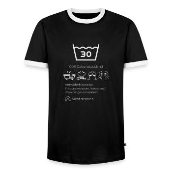 Conseils pour se faire dorloter à l’occasion du 30e anniversaire - T-shirt contrasté Homme - noir/blanc - Devant - AI Model Female 172 light (172cm) & AI Model Male 178 light (178cm)