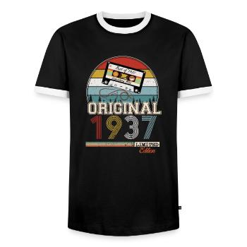 Cadeau rétro élégant : 1937 Vintage - T-shirt contrasté Homme - noir/blanc - Devant - AI Model Female 172 light (172cm) & AI Model Male 178 light (178cm)