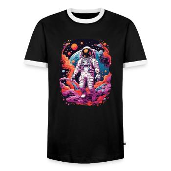 Outer Space Splash Art Coloré Amusant Spaceman - T-shirt contrasté Homme - noir/blanc - Devant - AI Model Female 172 light (172cm) & AI Model Male 178 light (178cm)