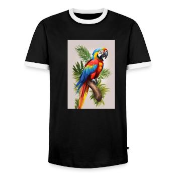 Papagei - Männer Kontrast-T-Shirt - Schwarz/Weiß - Vorne - AI Model Female 172 light (172cm) & AI Model Male 178 light (178cm)