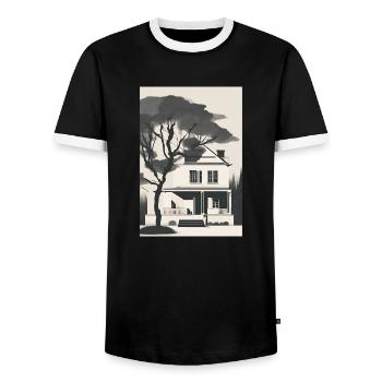 House - Men's Ringer Shirt - black/white - Front - AI Model Female 172 light (172cm) & AI Model Male 178 light (178cm)